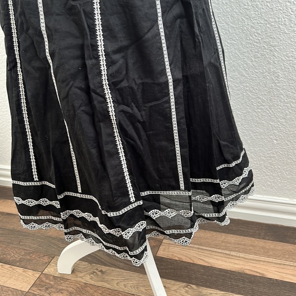 Vintage 90s Black & White Lace Feminine Womens Size 0 Midi Dress - Picture 5 of 8